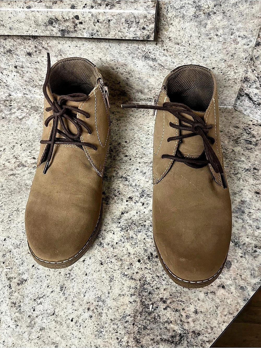 Brown Lace-Up Ankle Boots Like New Junior Boys Size 5